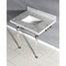 Kingston Brass 30" x 22" Carrara Marble Vanity Top with Clear Acrylic Console Legs, Carrara Marble/Brushed Nickel KVPB3030MASQ8 - alternate 2